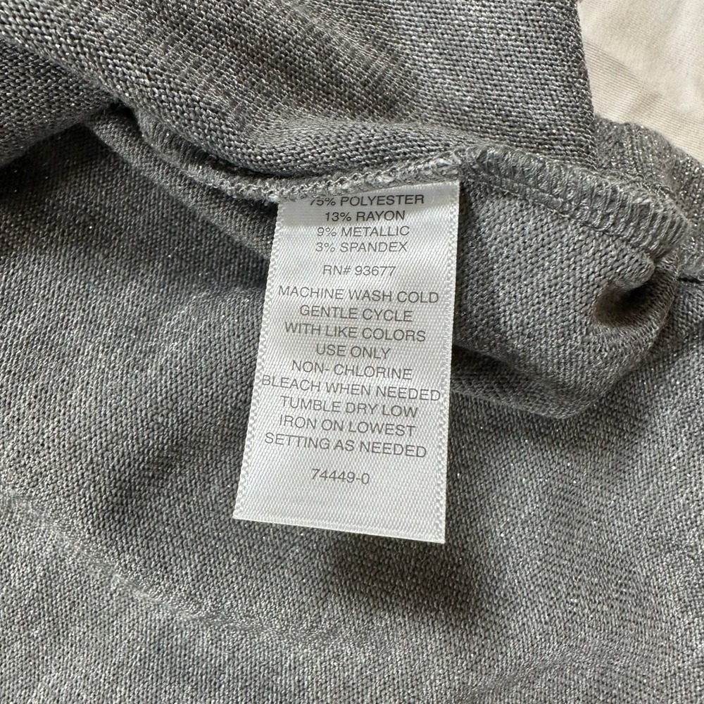 Liz‎ Claiborne Womens 2X Smoke Heather Metallic Henley Long Sleeve Top NWT - Picture 4 of 6